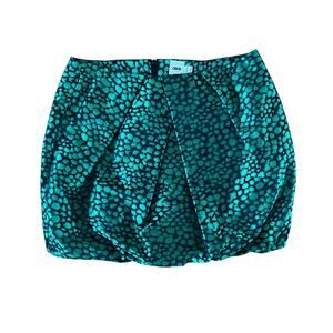 ASOS Green Black Abstract Jacquard Pleated Statement Mini Skirt  | Size 8